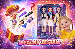 ZESTAW 2W1 KPOP DEMON HUNTERS LALKI MUZYCZNE 30 CM + BRELOK GRATIS