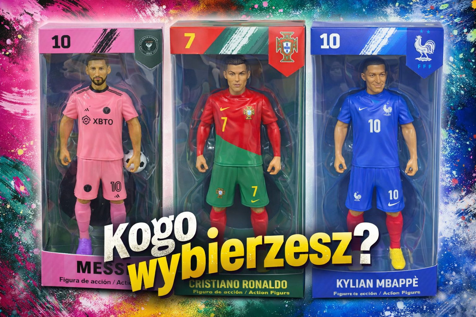 FIGURKA PIŁKARSKA 30 CM RONALDO MESSI MBAPPE Z PODSTAWKĄ PREZENT DLA KIBICA