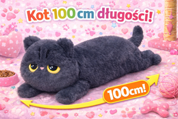 DUŻY PLUSZOWY KOTEK 100 CM MIĘKKA MASKOTKA DO PRZYTULANIA PREZENT ZABAWKA