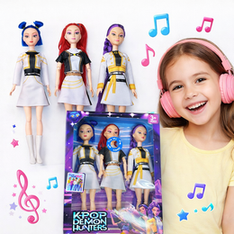 ZESTAW 3 LALEK ŚPIEWAJĄCYCH K-POP DEMON HUNTER RUMI MIRA ZOEY 30 CM PREZENT