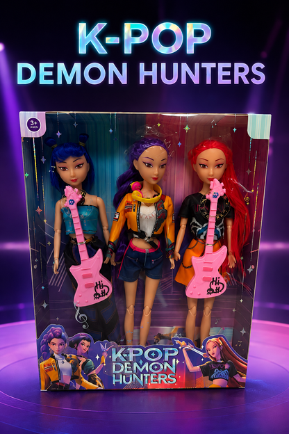 Lalki K-POP Demon Hunters – Rumi, Mira, Zoey | 30 cm | Zestaw 3 śpiewających lalek