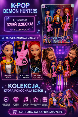 Lalki K-POP Demon Hunters – Rumi, Mira, Zoey | 30 cm | Zestaw 3 śpiewających lalek