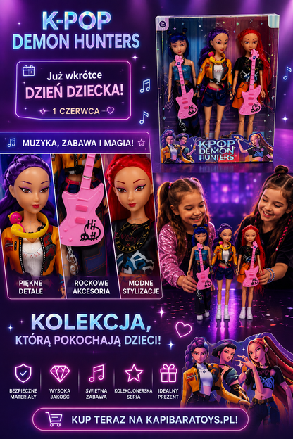 Lalki K-POP Demon Hunters – Rumi, Mira, Zoey | 30 cm | Zestaw 3 śpiewających lalek