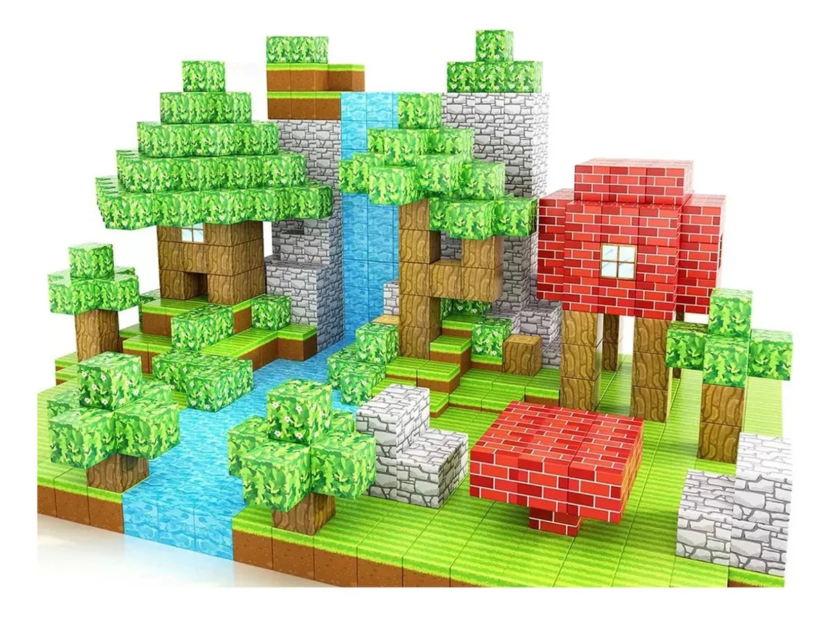 MAGNETYCZNY KONSTRUKTOR "MINECRAFT WORLD" (66 ELEMENTÓW) — ZBUDUJ SWÓJ NIEPOWTARZALNY PIKSELOWY ŚWIAT