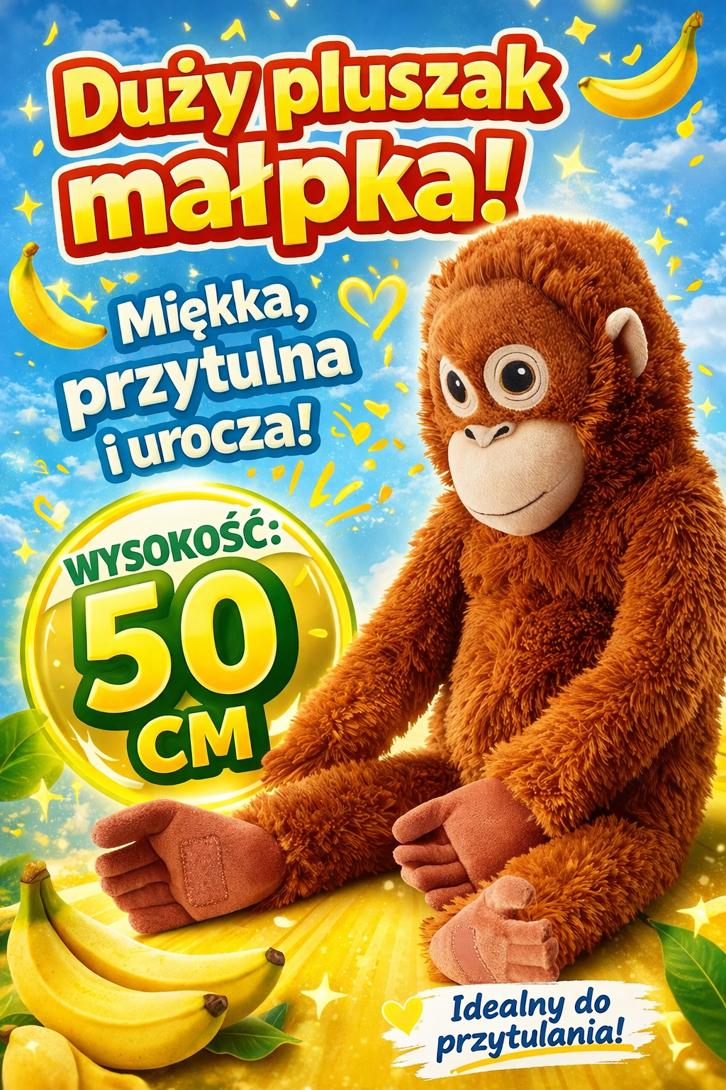 PLUSZOWY ORANGUTAN DJUNGELSKOG 50 CM MASKOTKA MAŁPKA PRZYTULANKA PREZENT