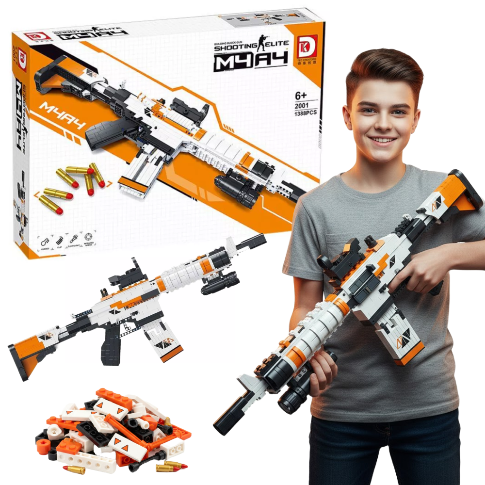 KLOCKI PROJEKTANT MONTAŻ BROŃ M4A4 AZIMOV (1388 CZĘŚCI) CS:GO DLA CHŁOPAKA