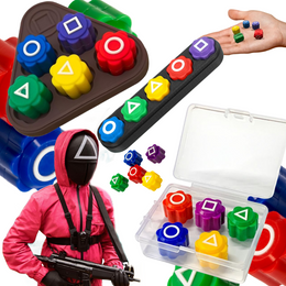 ZESTAW GIER 3W1 INSPIROWANY SQUID GAME KSZTAŁTY, WYZWANIA, GRY DLA DZIECI