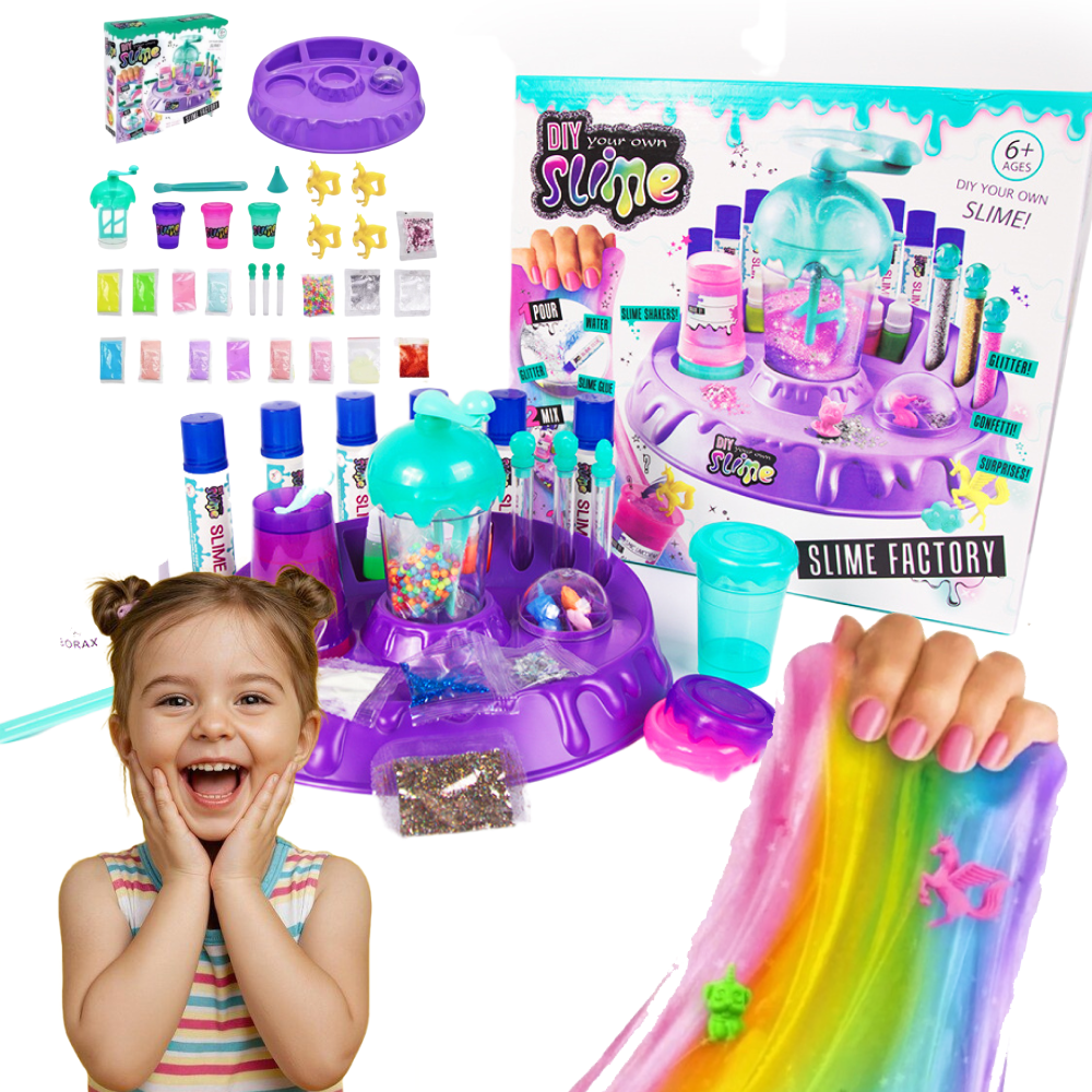 ZESTAW KREATYWNY DIY SLIME FACTORY – mikser + brokaty + formy