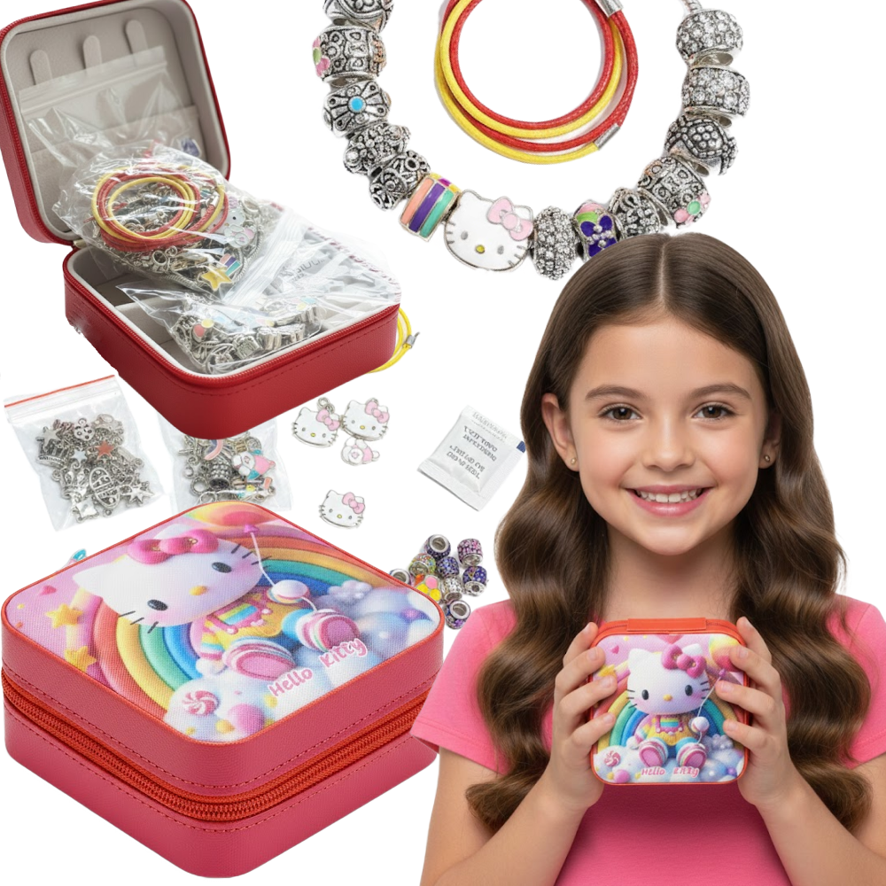 ZESTAW KREATYWNY DO TWORZENIA BRANSOLETEK I ZAWIESZEK Z KOSMETYCZKĄ KAWAII