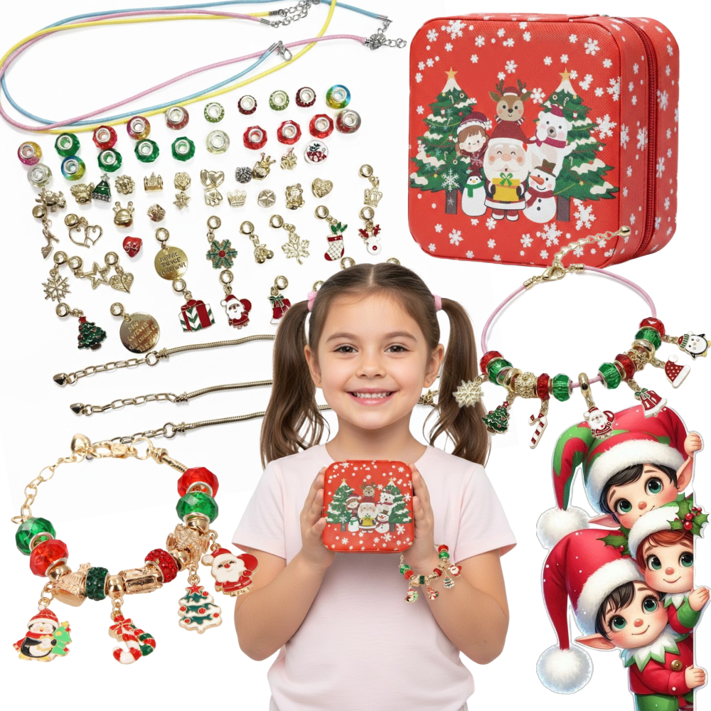 XMAS DIY ZESTAW DO ROBIENIA BRANSOLETEK BIŻUTERII KORALIKI ŚWIĄTECZNE