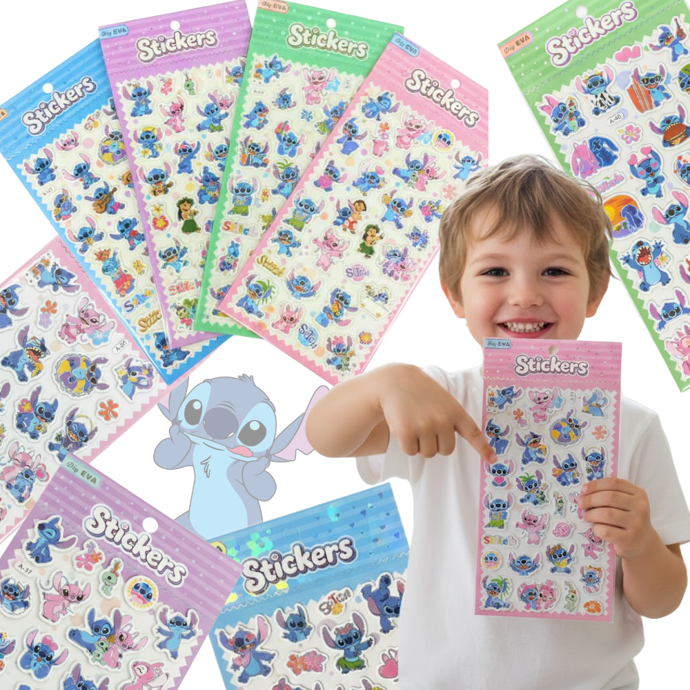 ZESTAW 4 W 1 NAKLEJKI KOSMICZNY NIEBIESKI MONSTRYK STICKERS