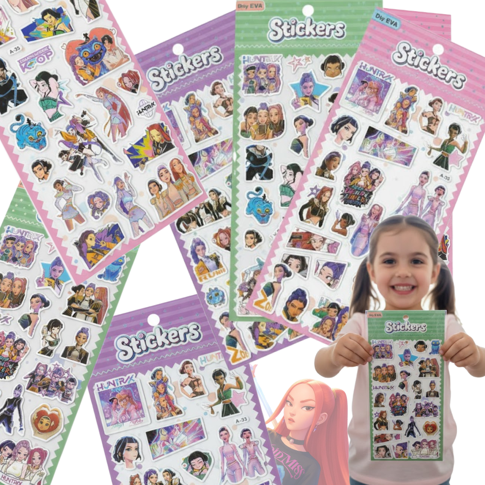 ZESTAW NAKLEJEK 3w1 – ŁOWCY DEMONÓW Rumi Mira Zoey STICKERS