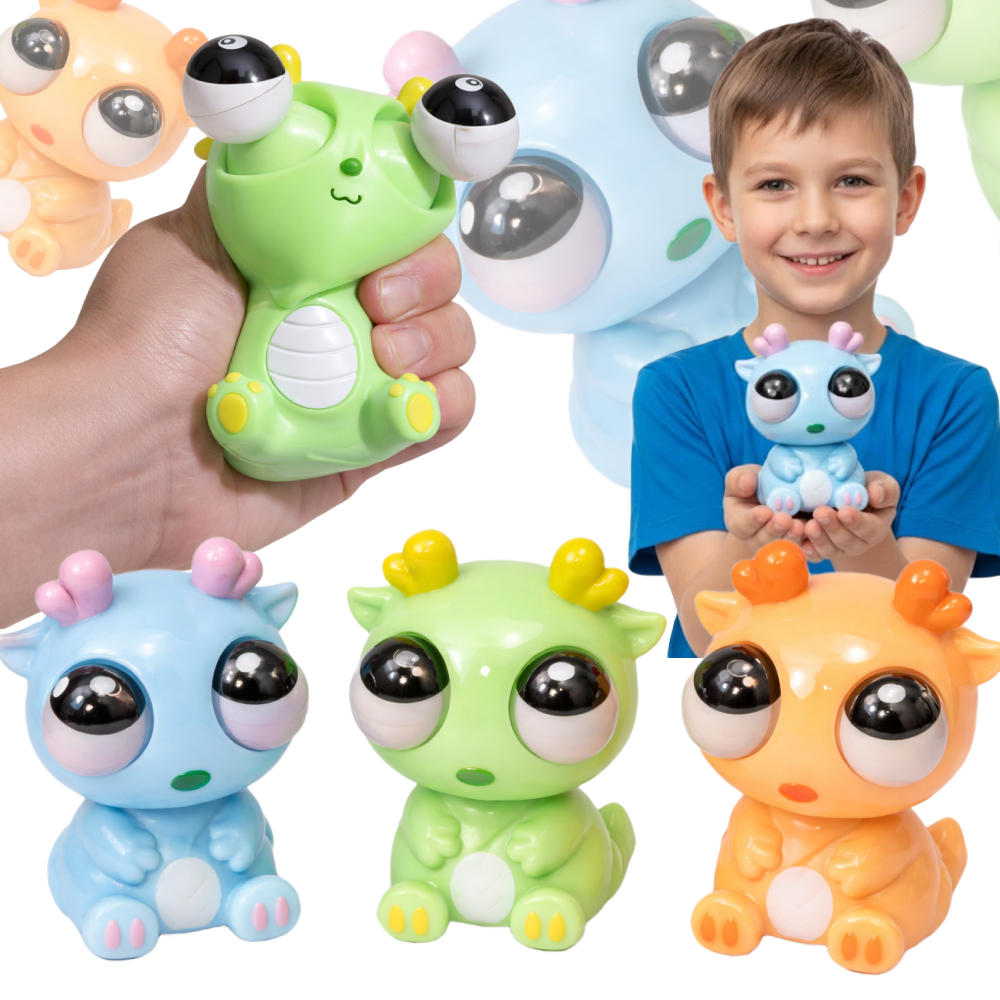 GNIOTEK SMOK Z WYSKAKUJĄCYMI OCZAMI 10 CM ANTYSTRES ZABAWKA SQUISH