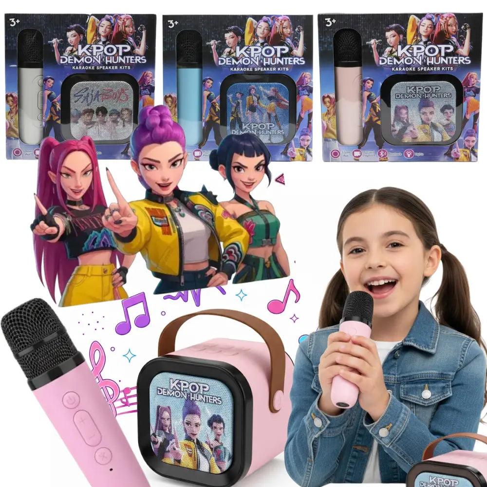 ZESTAW KARAOKE BLUETOOTH + 1 BEZPRZEWODOWY MIKROFON K-POP DEMON HUNTERS