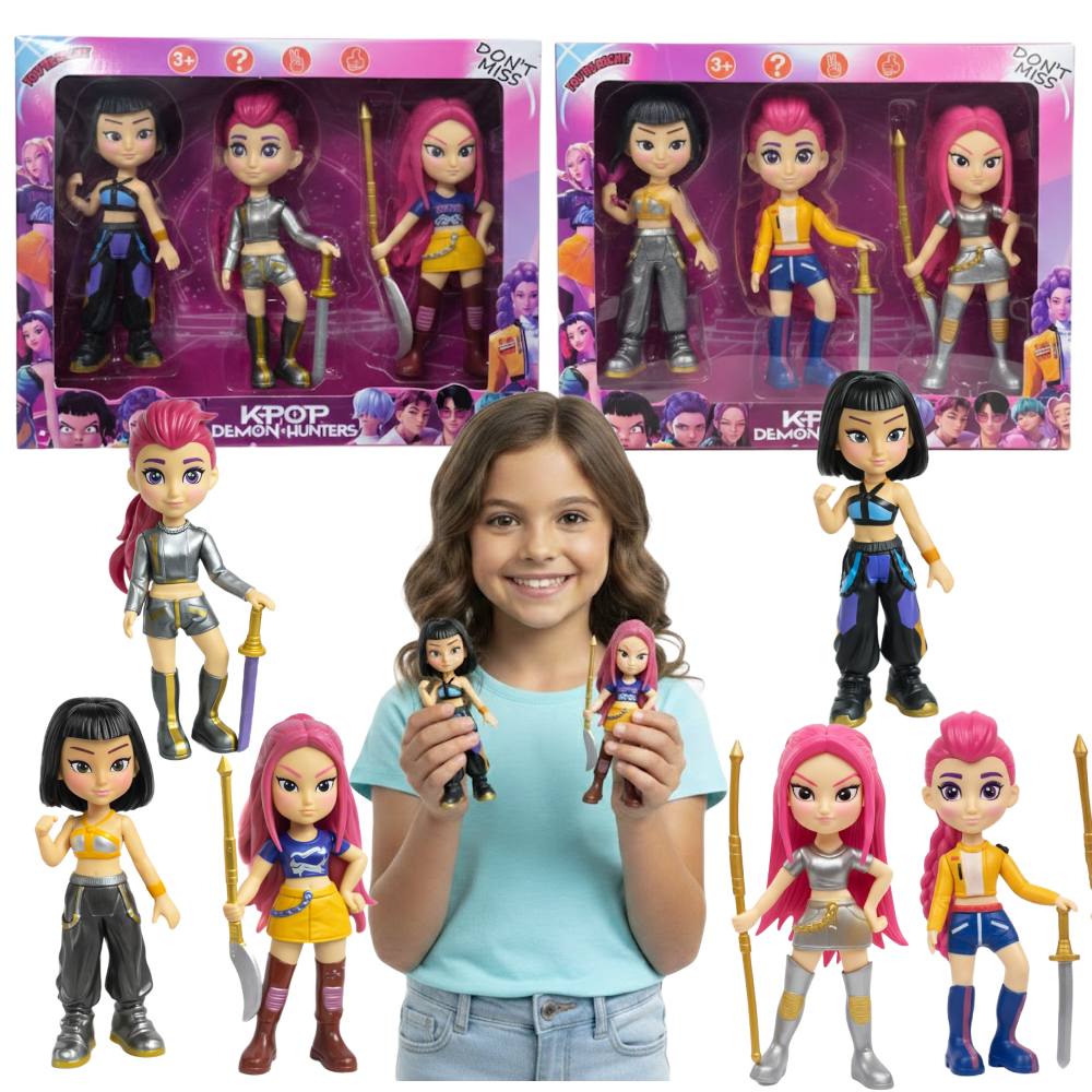 ZESTAW FIGUREK K-POP HUNTRIX, MIRA, ZOYE, RUMI 14 CM OŁOWCY DEMONÓW