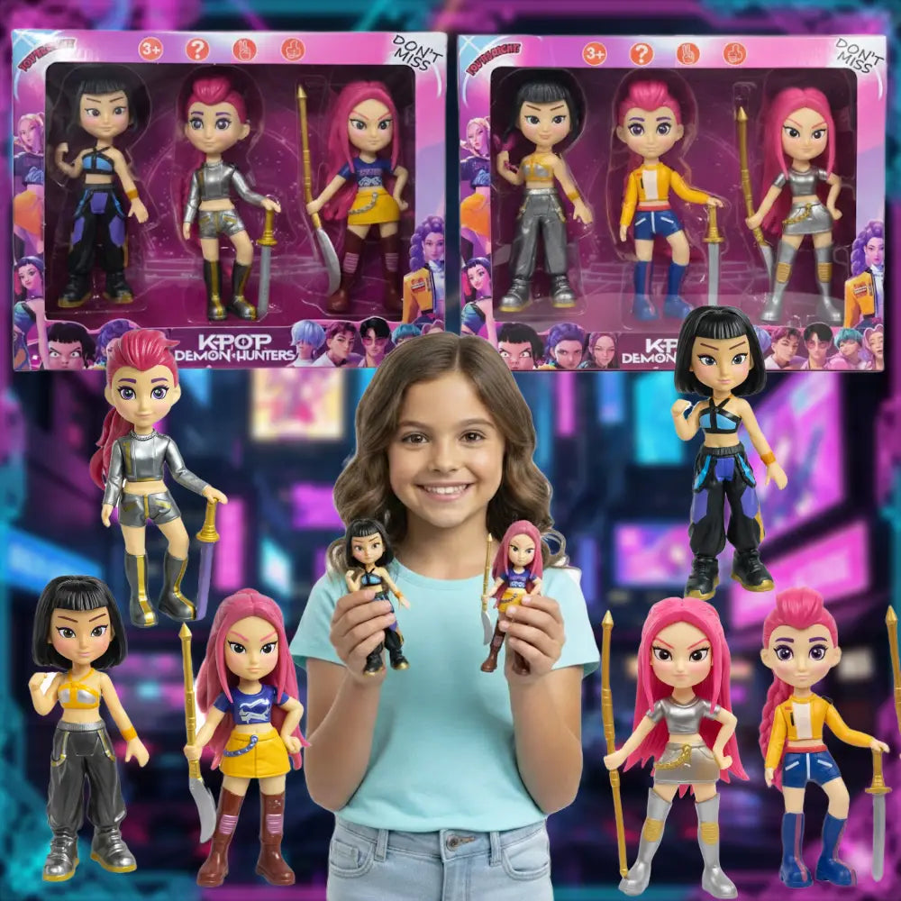ZESTAW FIGUREK K-POP HUNTRIX, MIRA, ZOYE, RUMI 14 CM OŁOWCY DEMONÓW
