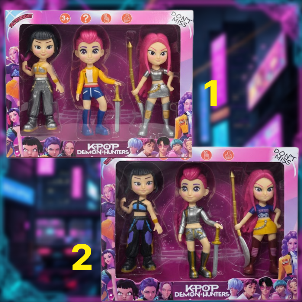 ZESTAW FIGUREK K-POP HUNTRIX, MIRA, ZOYE, RUMI 14 CM OŁOWCY DEMONÓW