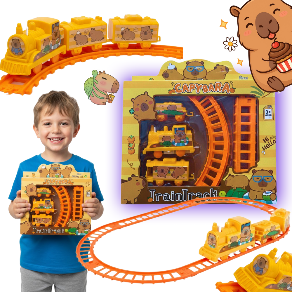 ZESTAW KOLEJKI CAPYBARA TRAIN TRACK INTERAKTYWNA ZABAWKA DLA DZIECI POCIĄG