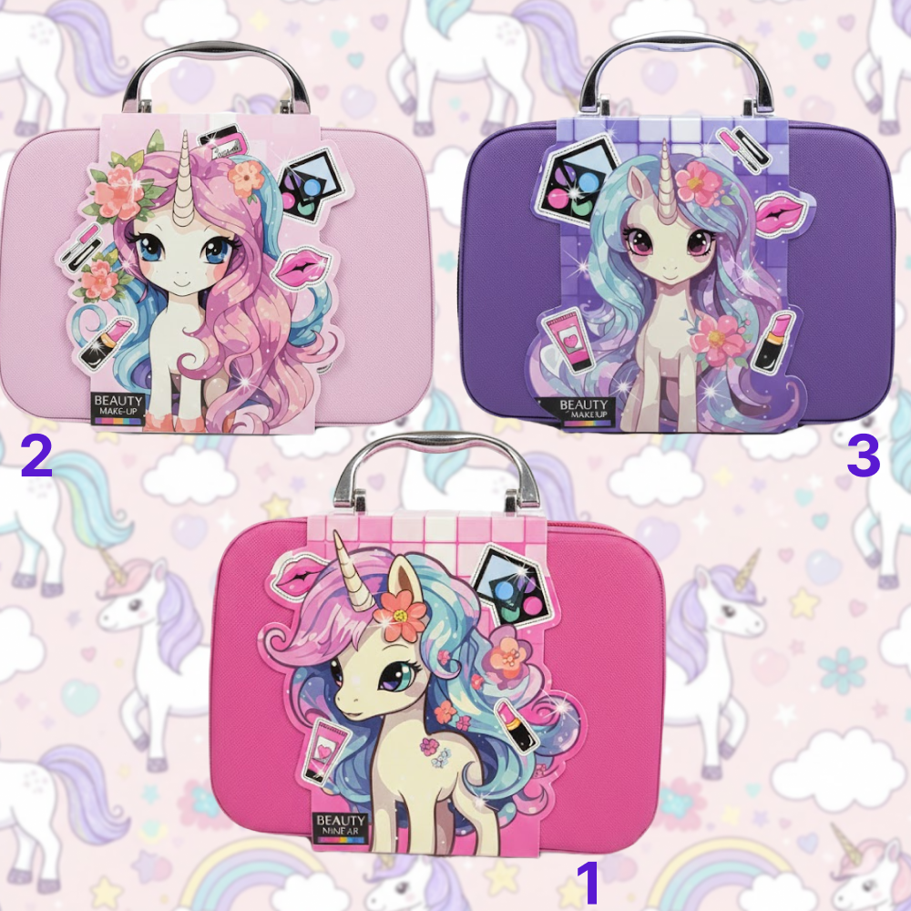 KUFEREK KOSMETYKÓW DLA DZIECI ZESTAW DO MAKIJAŻU W WALIZECZCE JEDNOROŻEC