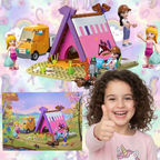 KLOCKI DREAM TOWN ZESTAW KEMPINGOWY Z NAMIOTEM + 2 FIGURKI (348 EL.)