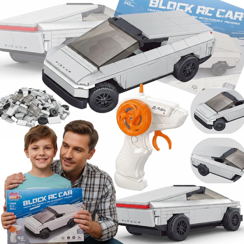 ZDALNIE STEROWANY SAMOCHÓD Z KLOCKÓW PICKUP CYBERTRUCK STYLE 242 EL.1:20