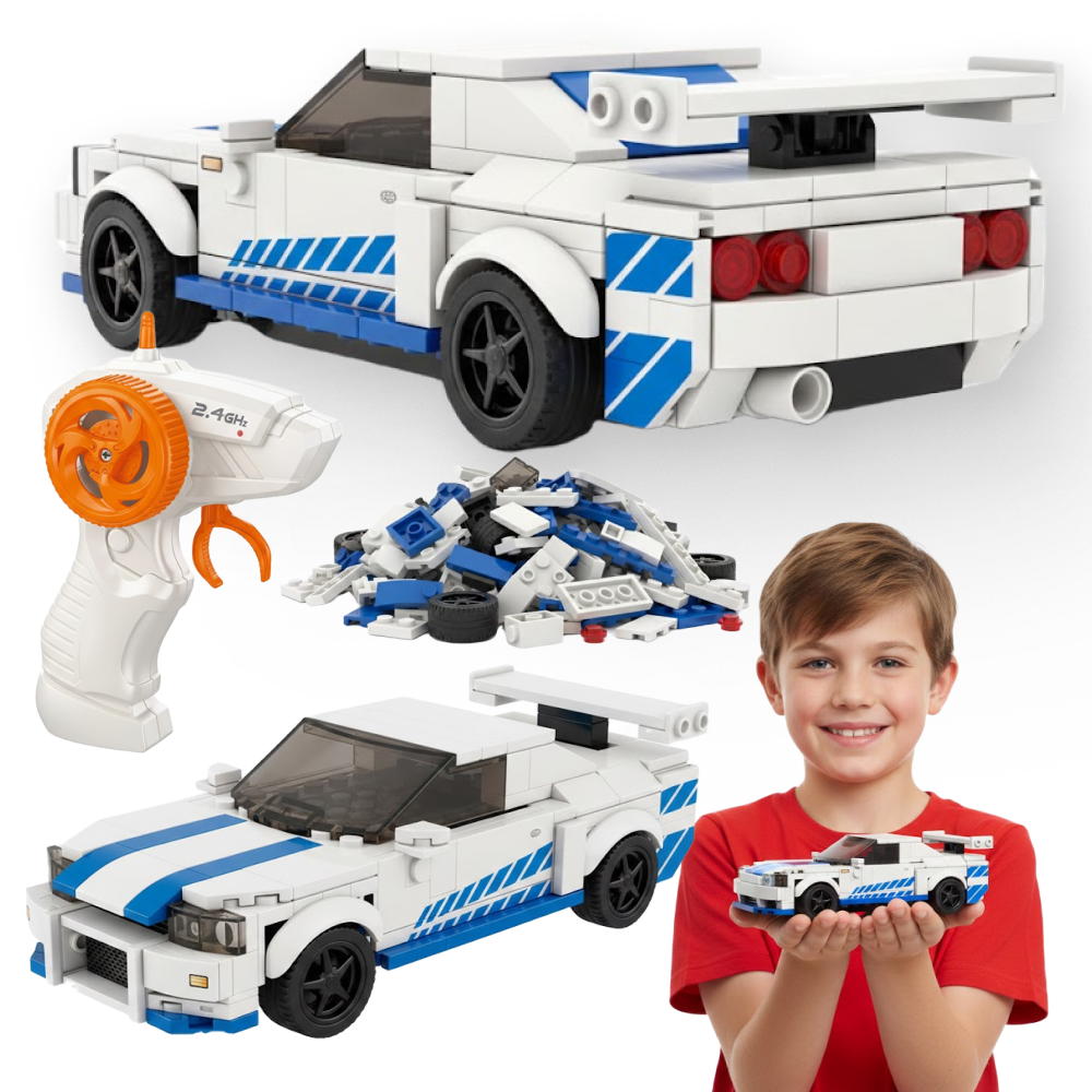 ZDALNIE STEROWANY SAMOCHÓD Z KLOCKÓW BLOCK RC CAR, 231 EL., SKALA 1:20