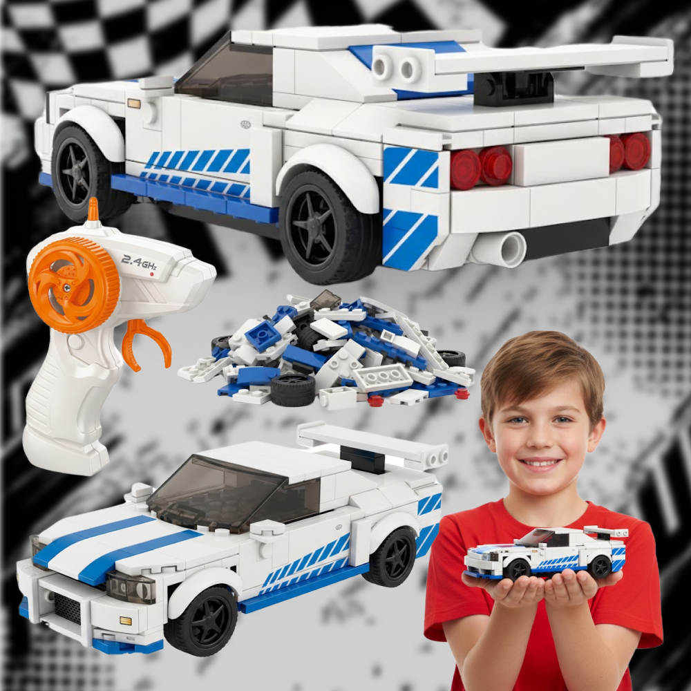 ZDALNIE STEROWANY SAMOCHÓD Z KLOCKÓW BLOCK RC CAR, 231 EL., SKALA 1:20