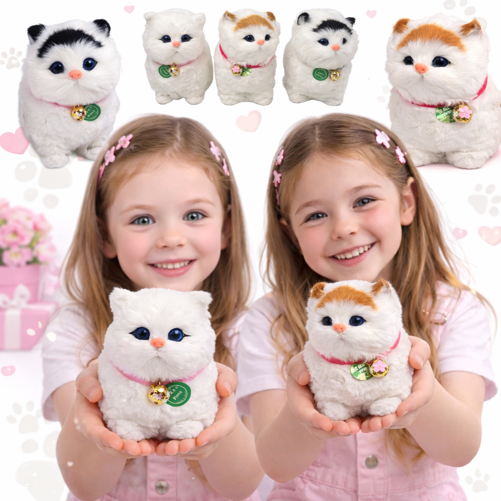 MIAUKAJĄCY KOTEK NA DREWNIANEJ PODSTAWCE INTERAKTYWNA ZABAWE PREZENT