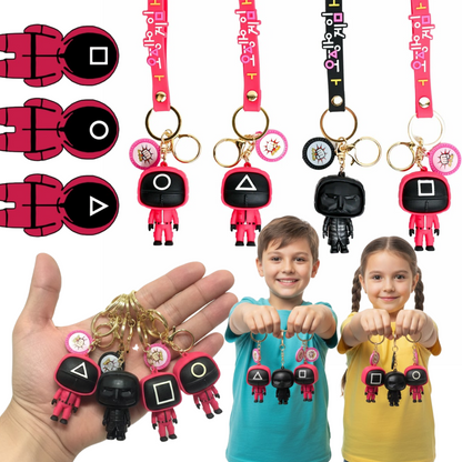 BRELOK SQUID GAME STRAŻNIK (KÓŁKO/KWADRAT/TRÓJKĄT) FIGURKA 3D 6.5 cm