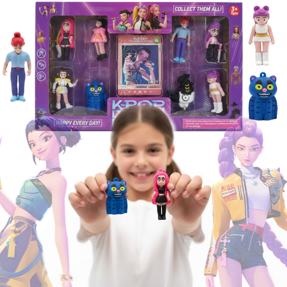 DEMON HUNTERS K-POP – ZESTAW FIGUREK + KARTY | 8 FIGUREK