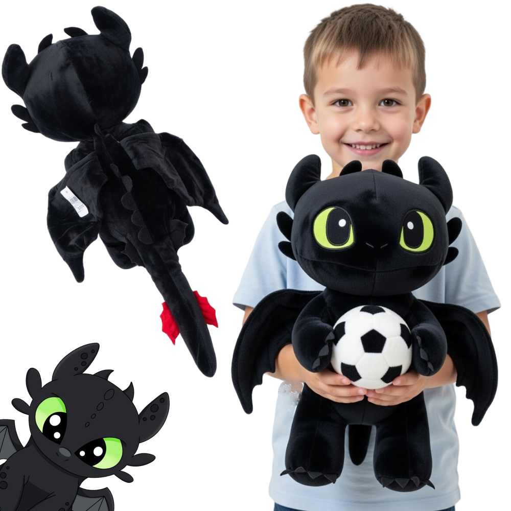 DUŻA MASKOTKA SMOK BEZZĘBNY 60 CM Z OGONEM PLUSZOWY DRAGON PREZENT