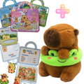 ZESTAW 2W1 CAPYBARA Z ŻABKĄ 20 CM + ALBUM Z NAKLEJKAMI TOREBKA DLA DZIECKA