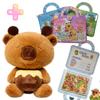 ZESTAW 2W1 PLUSZAK CAPYBARA MIŚ Z MIODEM + ALBUM Z NAKLEJKAMI TOREBKA
