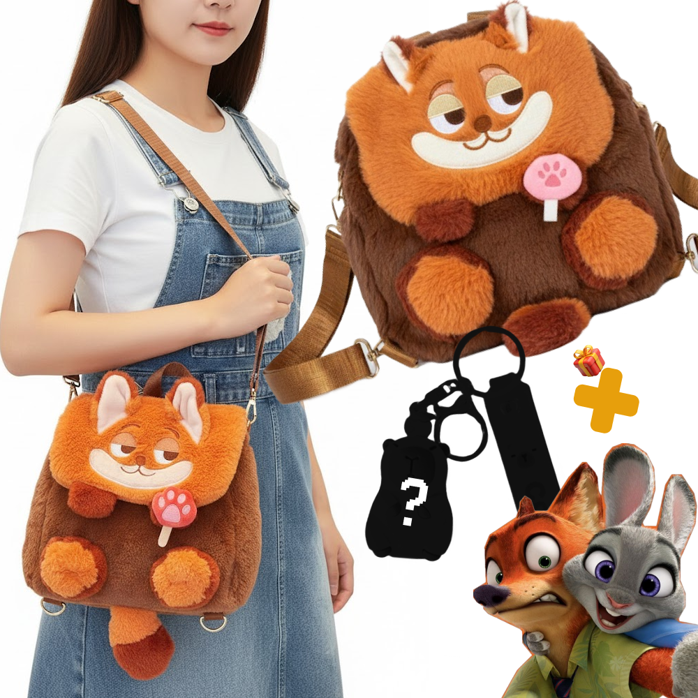 PLUSZOWY PLECAK-TOREBKA LIS ZWIERZOGRÓD 25×25 CM + LOSOWY BRELOK GRATIS