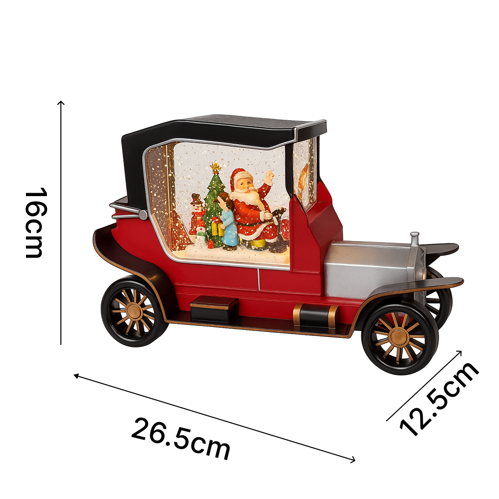 ŚWIĄTECZNY SAMOCHÓD LED ZE ŚNIEŻNĄ ZAMIECIĄ I MUZYKĄ