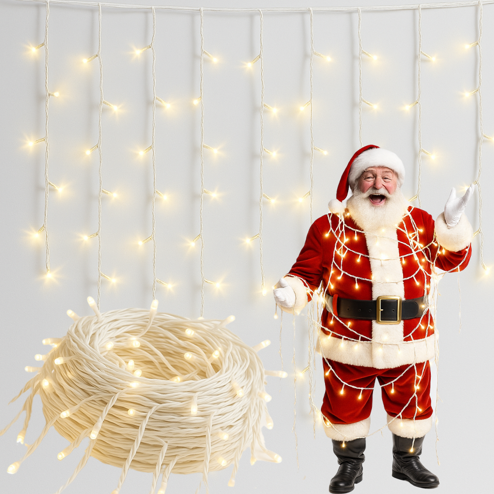 LAMPKI ZEWNĘTRZNE SOPLE 300/500 LED CIEPŁA BIEL + FLASH (20/25 m), GIRLANDA SOPLE, GIRLANDA SOPELKI, SOPLE LODU, KURTYNA SOPELKI