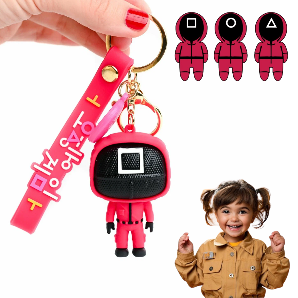 BRELOK SQUID GAME STRAŻNIK (KÓŁKO/KWADRAT/TRÓJKĄT) FIGURKA 3D 6.5 cm