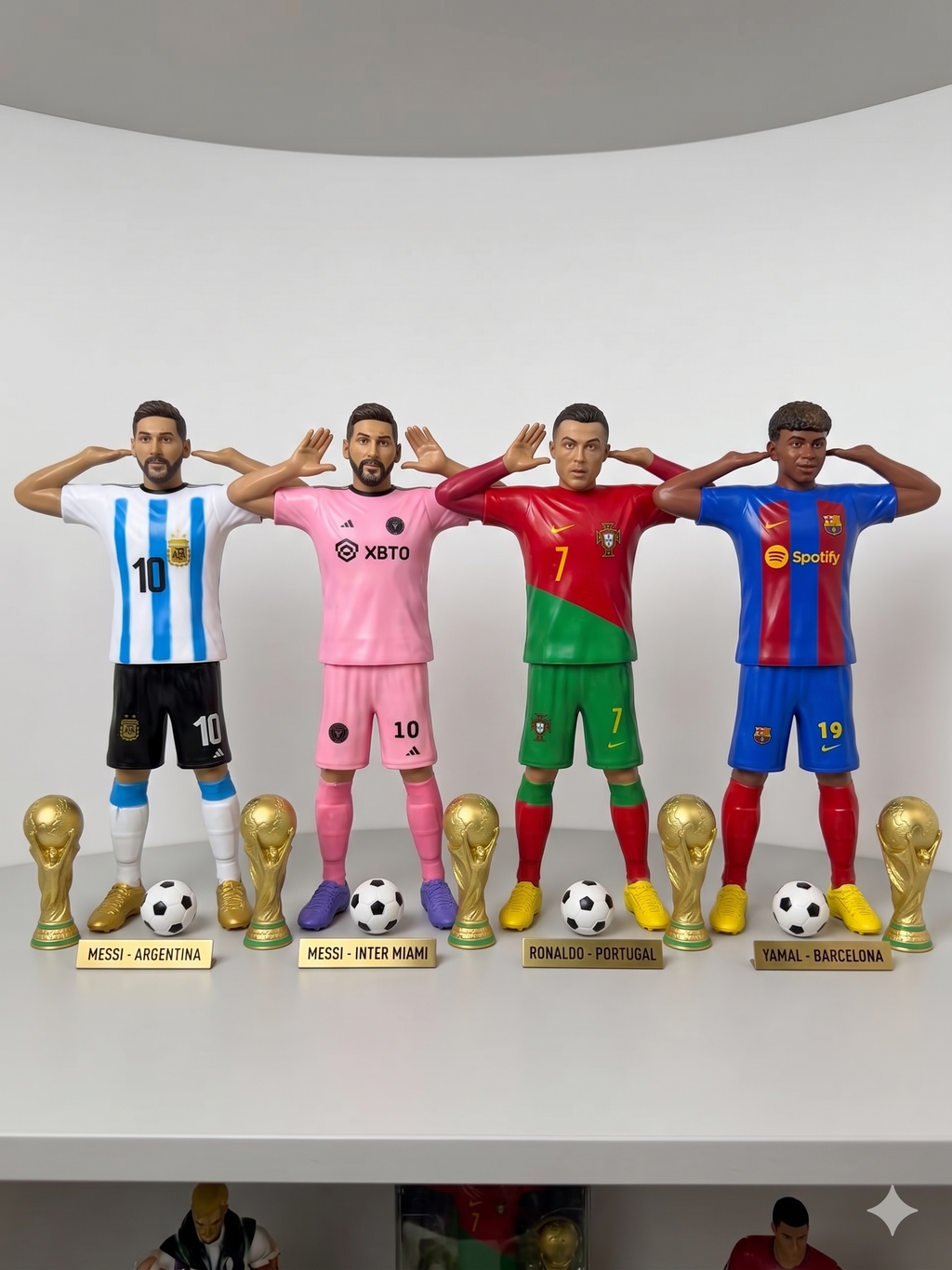 FIGURKA PIŁKARZ FIFA MESSI RONALDO YAMAL 25 CM Z PIŁKĄ PREZENT DLA DZIECKA