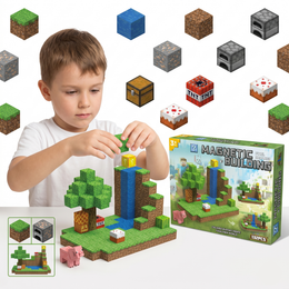 KLOCKI MAGNETYCZNE MINECRAFT WODOSPAD 132 EL. KONSTRUKTOR DLA DZIECKA