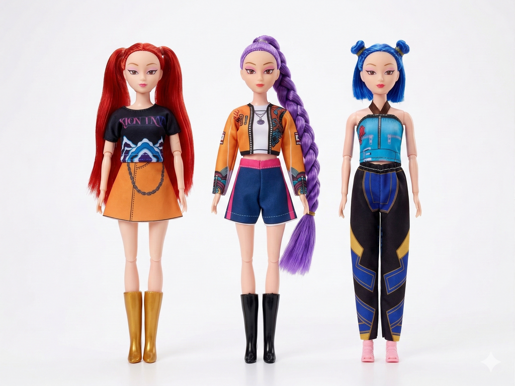 ZESTAW 3 ŚPIEWAJĄCYCH LALEK K-POP DEMON HUNTERS RUMI MIRA ZOEY 30 CM