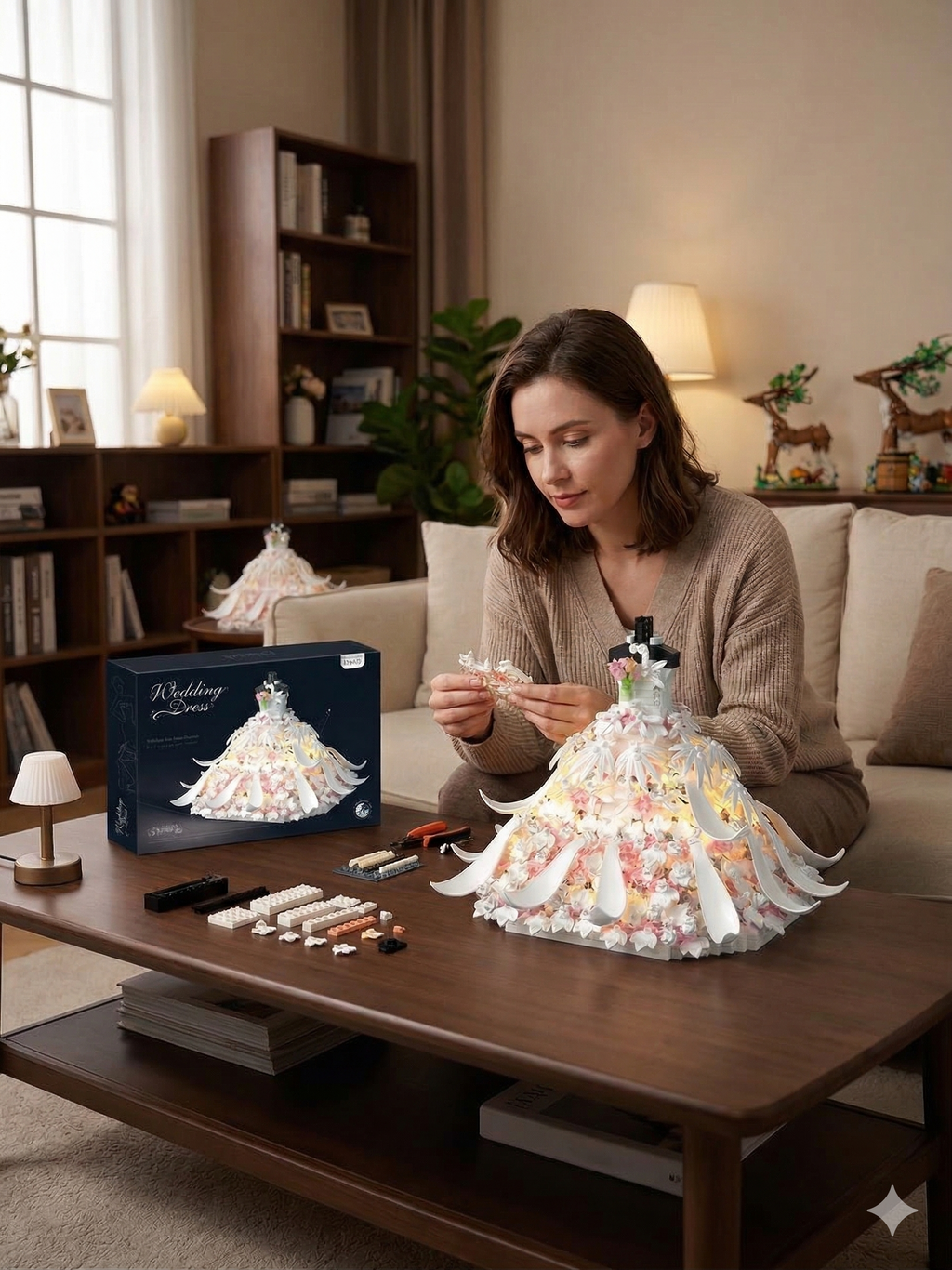 KLOCKI SUKNIA ŚLUBNA DIY DEKORACYJNY KONSTRUKTOR 3D