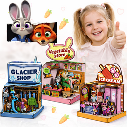 DIY 3D PUZZLE ZOO CITY DREWNIANE MINI SKLEPIK | 3 WERSJE DO WYBORU