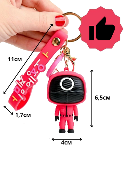 BRELOK SQUID GAME STRAŻNIK (KÓŁKO/KWADRAT/TRÓJKĄT) FIGURKA 3D 6.5 cm