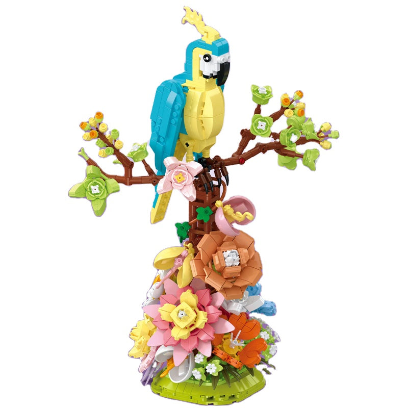 KLOCKI PAPUGA NA KWIATACH 1162 EL. ZESTAW DEKORACYJNY FLOWERS KONSTRUKTOR