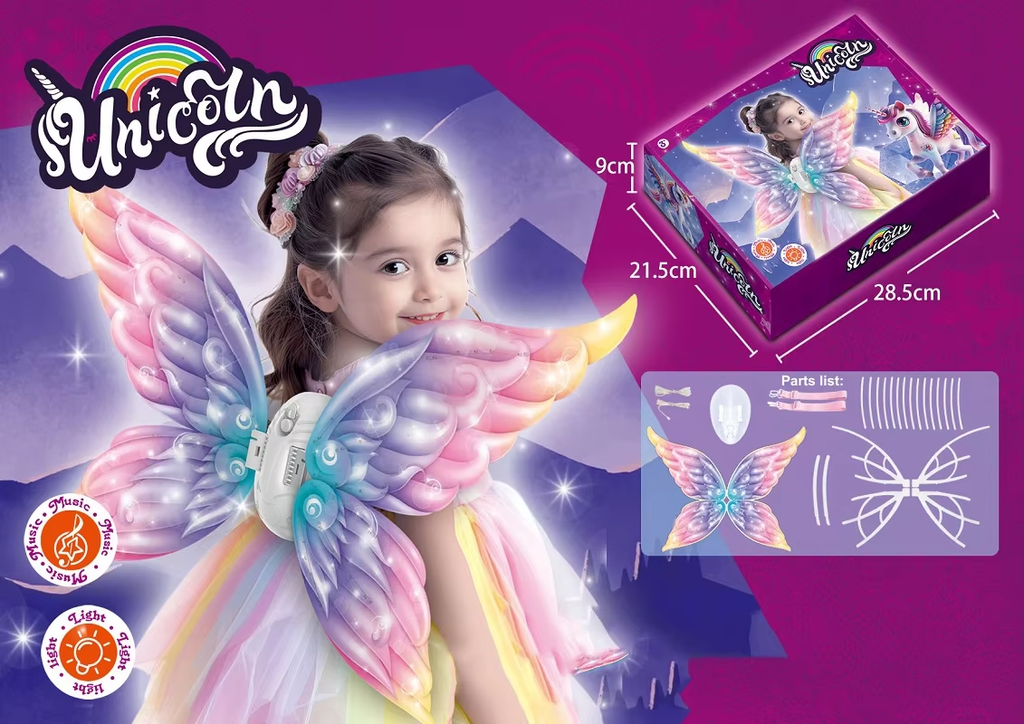 MECHANICZNE SKRZYDŁA Z PODŚWIETLENIEM JEDNOROŻKA MAGIA KTÓRA OŻYWA.