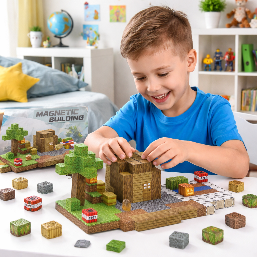 KLOCKI MAGNETYCZNE DOM STEVE’A W MIEŚCIE 198 EL INSPIOWANE MINECRAFT PREZENT
