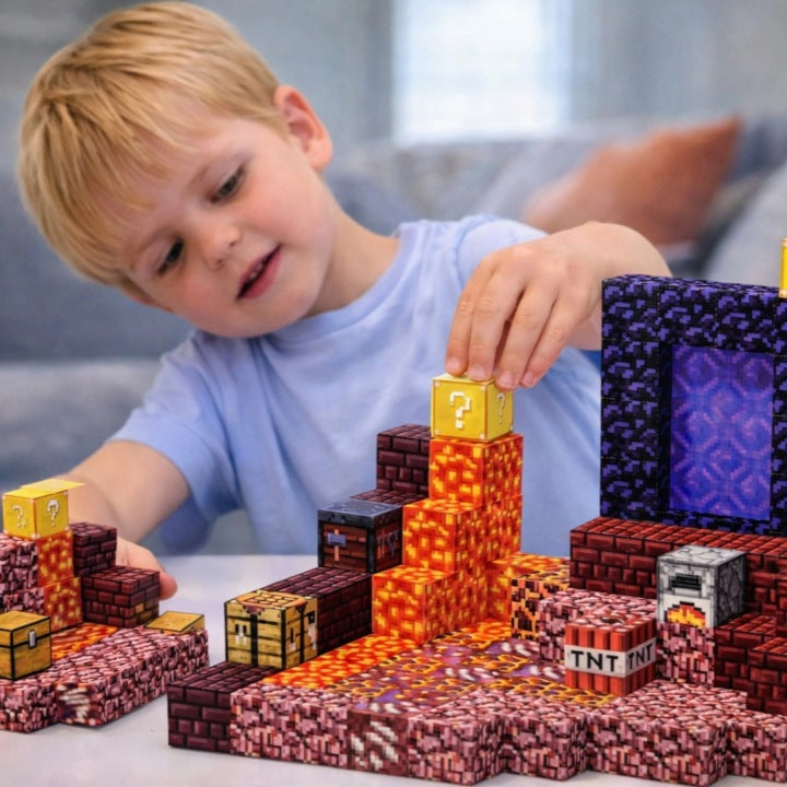 KLOCKI MAGNETYCZNE MINECRAFT PORTAL 133 EL. KONSTRUKTOR ZABAWKI