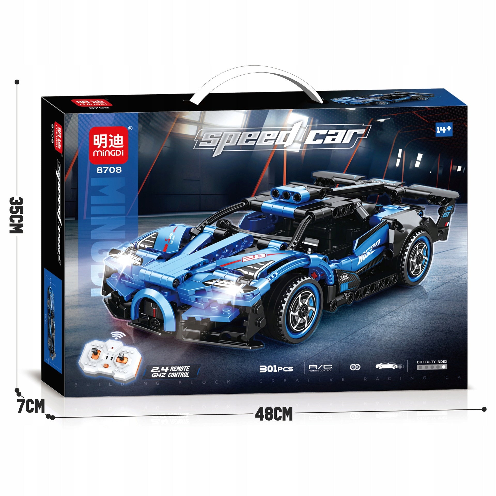 KLOCKI AUTO ZDALNIE STEROWANE SPEED CAR NIEBIESKI 301 EL. ZABAWKI