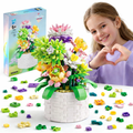 KLOCKI KWIATY W DONICZCE 1043 EL. ZESTAW DEKORACYJNY FLOWERS BONSAI PREZENT