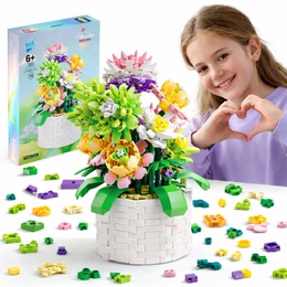 KLOCKI KWIATY W DONICZCE 1043 EL. ZESTAW DEKORACYJNY FLOWERS BONSAI PREZENT